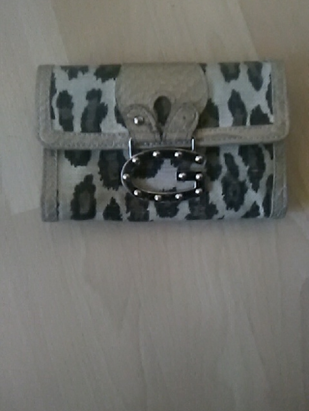 💲5⃣▶▶▶G by Guess Leopard Print Wallet in Black and Cream